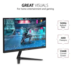 New ViewSonic 24" Curved 165Hz LED Gaming Monitor, Black (VX2418C)