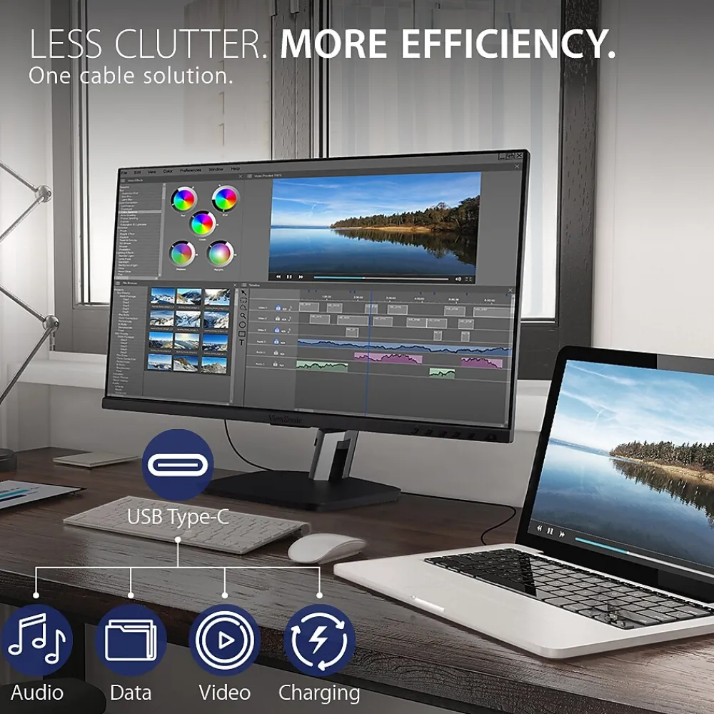 New ViewSonic 24" 60Hz LED Monitor, Black (TD2455)