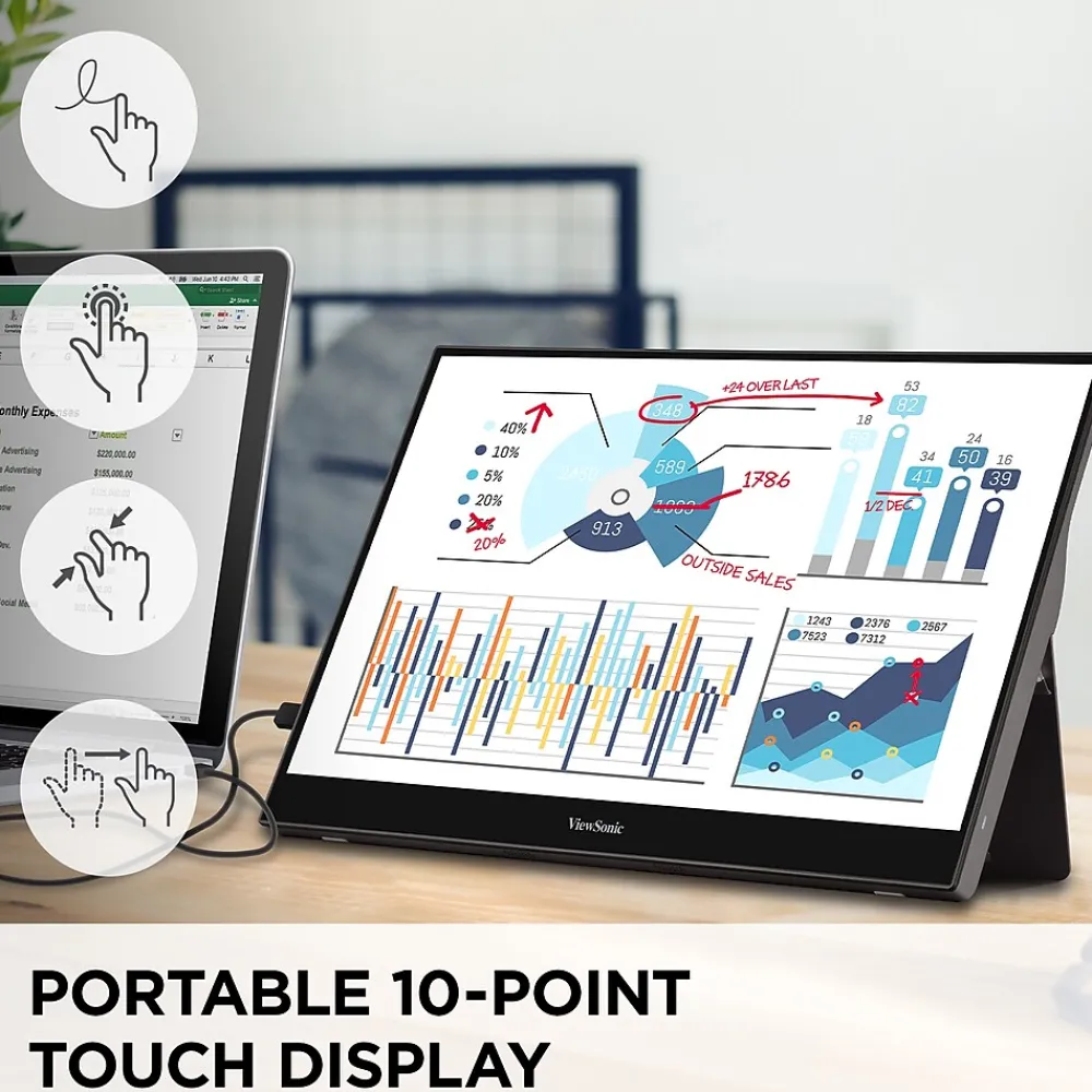 Online ViewSonic 15.6" 60Hz LED Monitor, Black (TD1655)