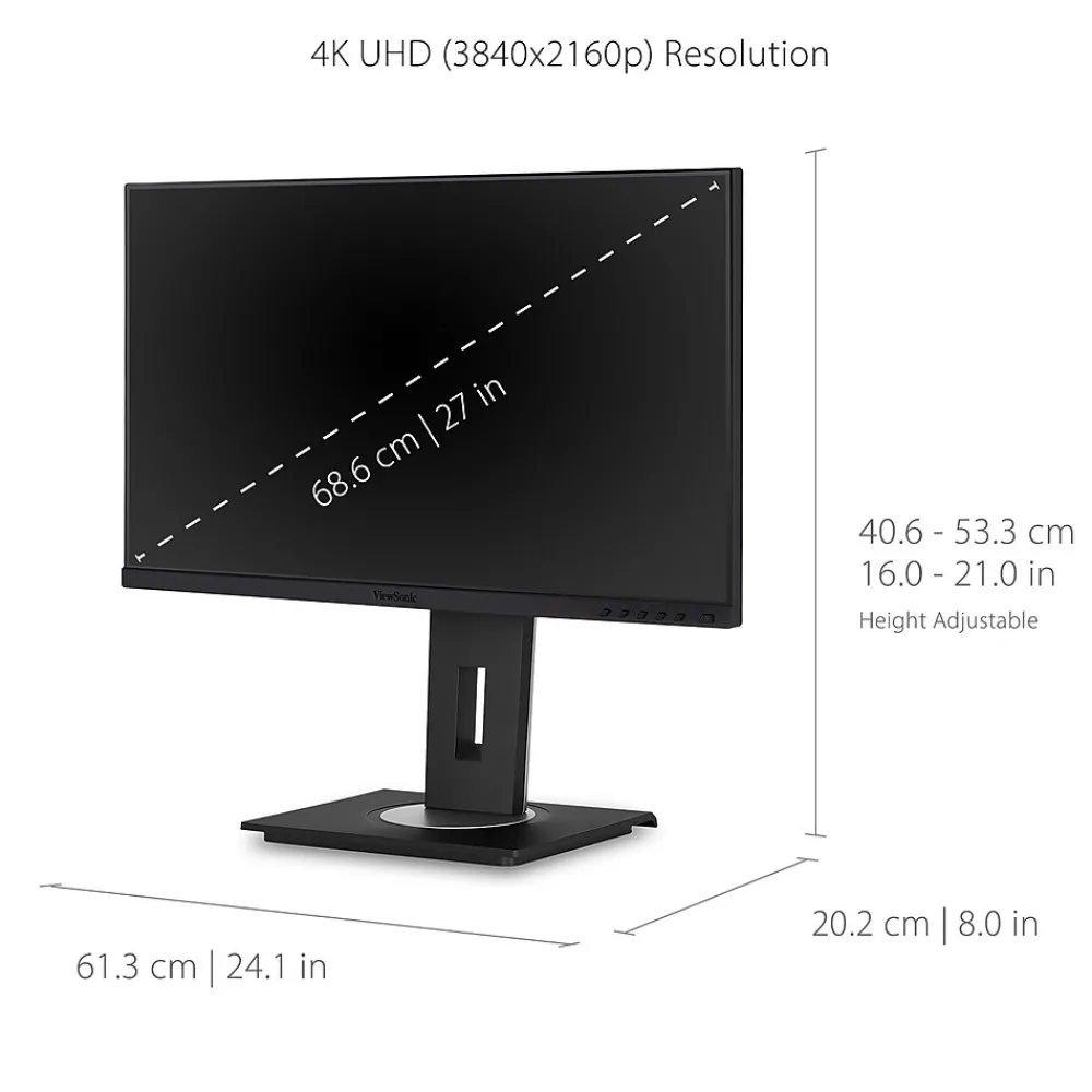 ViewSonic 27" 4K Ultra HD 60 Hz LCD Monitor, Black (VG2756-4K)