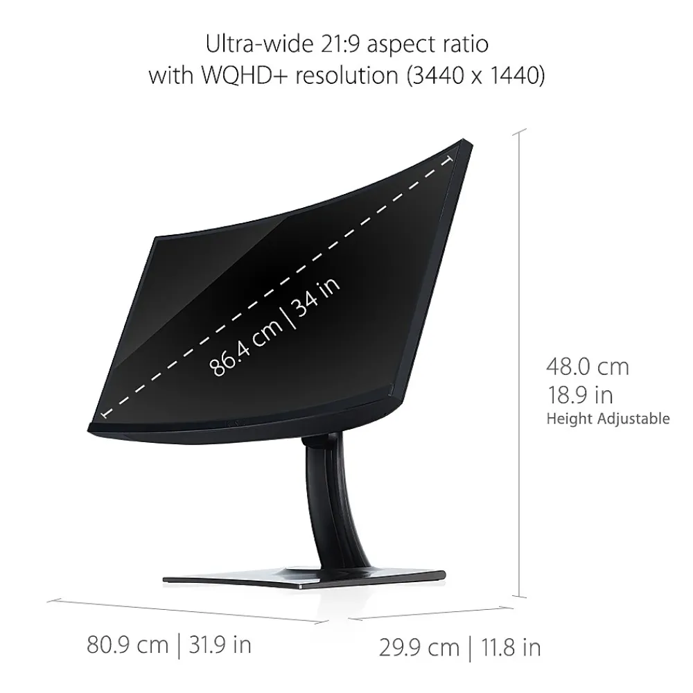 Clearance ViewSonic ColorPro 34" Curved 100 Hz LCD Monitor, Black (VP3481A)