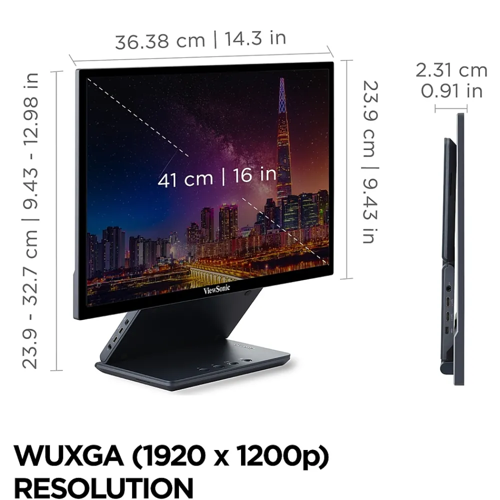 Online ViewSonic ColorPro 16" 75Hz LED Monitor, Black (VP1656)