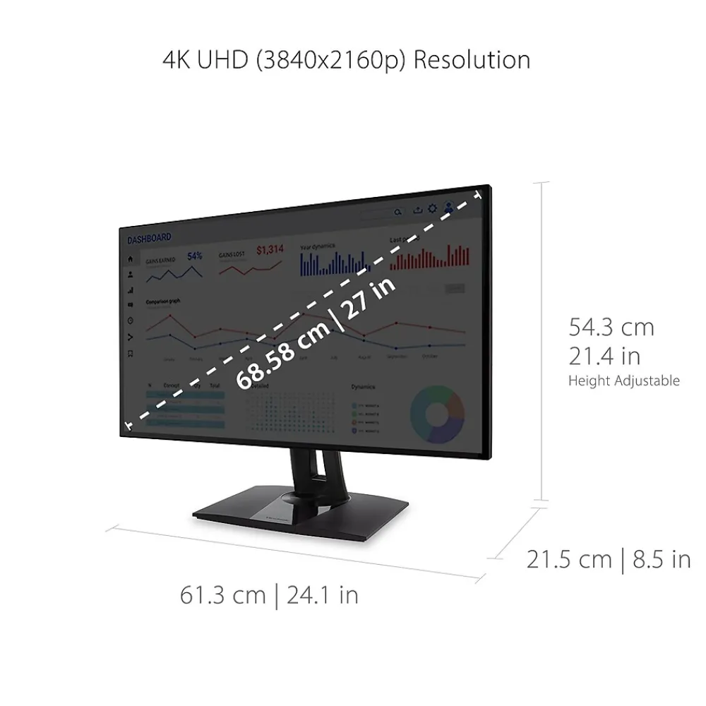 Clearance ViewSonic ColorPro 27" 4K Ultra HD 60Hz LED Monitor, Black (VP2768A-4K)
