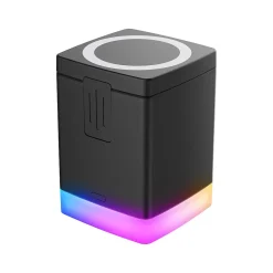 Magnetic 3-in-1 Wireless Charging Stand, USB-C, Black (PWR5003-BLK-T35-12)<Vivitar Online