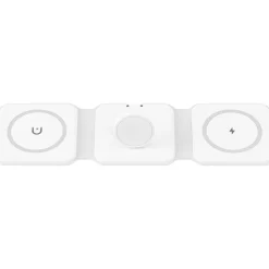 Magnetic 3-in-1 Wireless Charging Stand, USB-C, White (PWR5002-WHT-T35-12)<Vivitar New