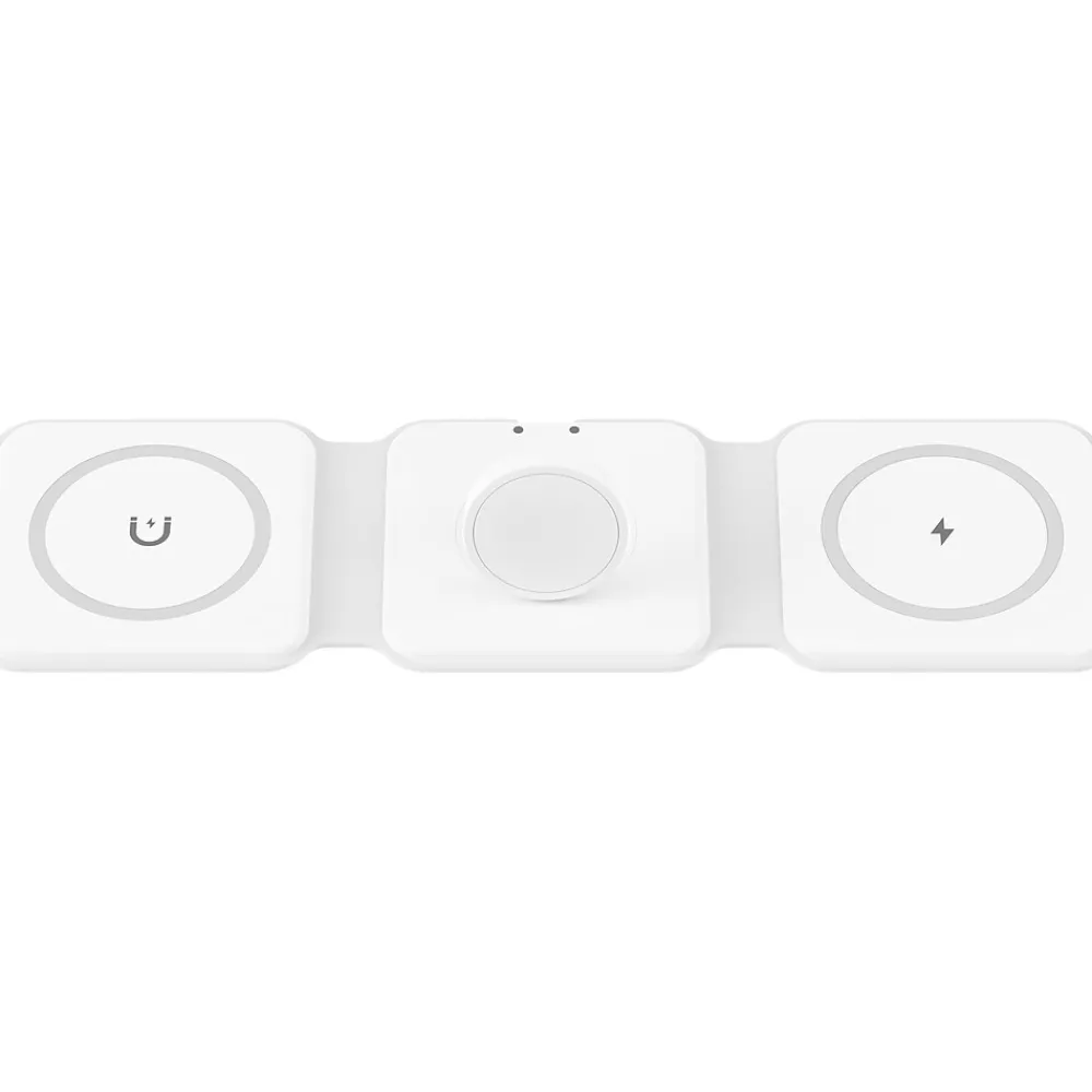 Magnetic 3-in-1 Wireless Charging Stand, USB-C, White (PWR5002-WHT-T35-12)<Vivitar New