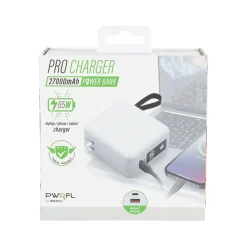 PWRFL ProCharger USB-A/USB-C Power Bank, 27000mAh, White (PWR3010-WHT-T35-12)<Vivitar Best