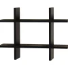 Shelving*V-Light 6-Shelf Wood Mounted Cross-Style Decorative Unit, 22", Black (VW161014B)