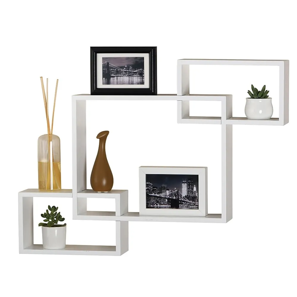 Shelving*V-Light 6-Shelf Wood Mounted Decorative Unit, 27.4", White (VW161016W)