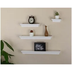 Shelving*V-Light Wall Shelves, White, 4/Pack (VW141003W)