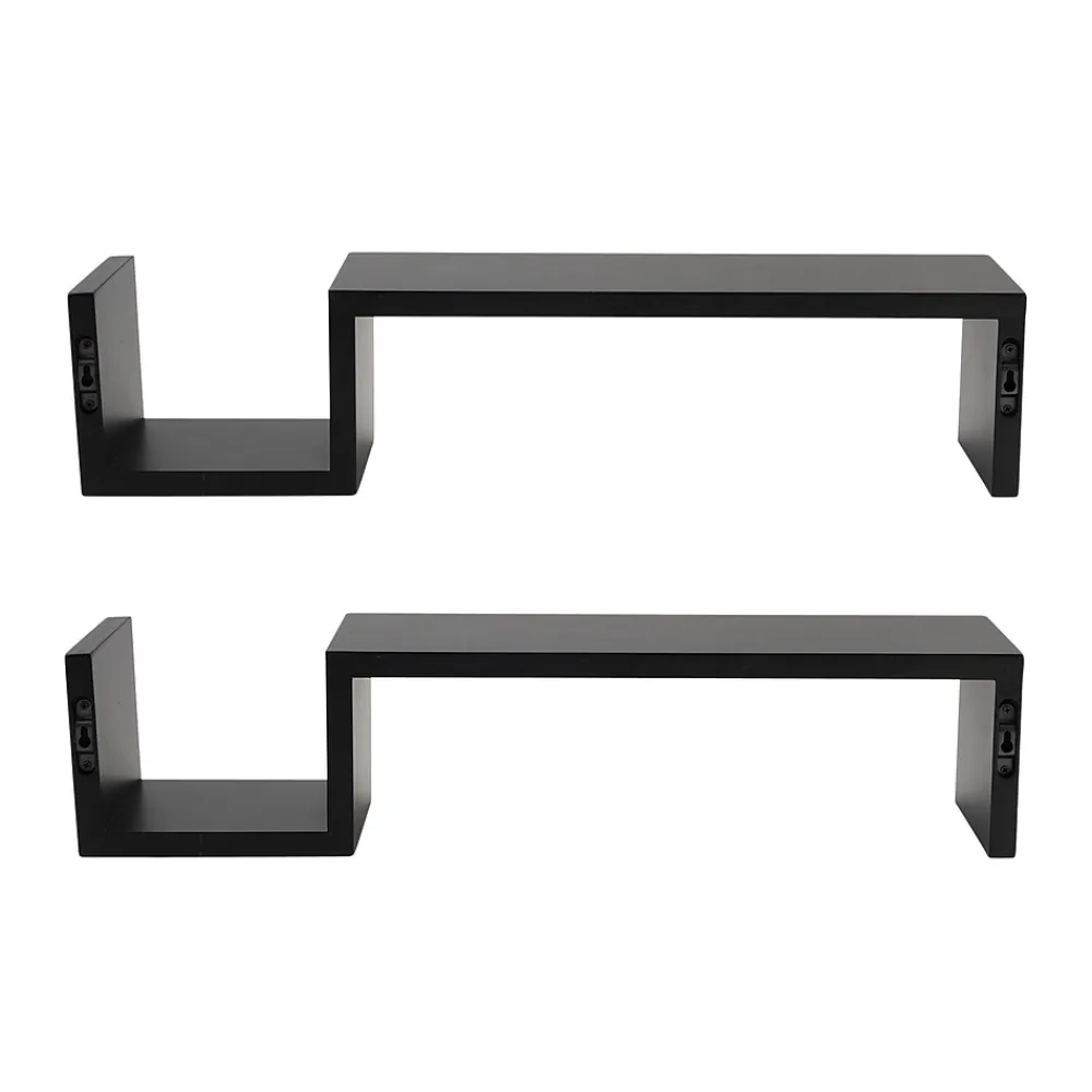 Shelving*V-Light Wall-Mounted Shelf, 21.5", Black, 2/Pack (VW161008B)
