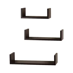 Shelving*V-Light Wood Wall-Mounted Shelves, Espresso, 3/Pack (VW161011E)