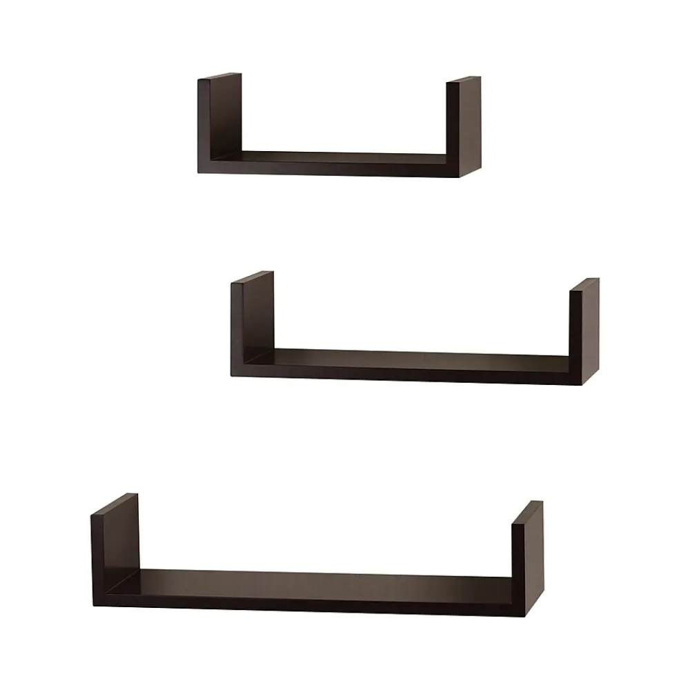 Shelving*V-Light Wood Wall-Mounted Shelves, Espresso, 3/Pack (VW161011E)