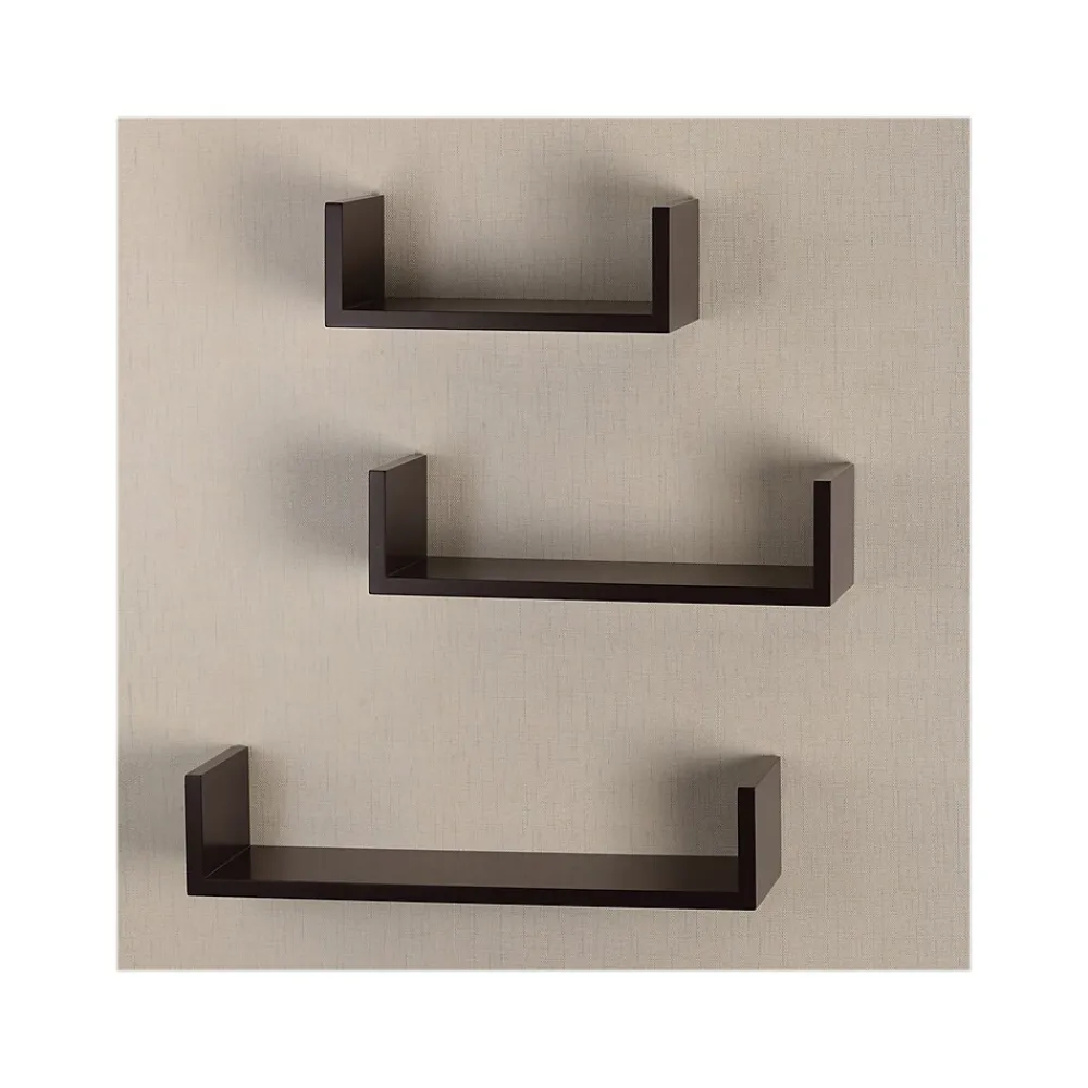 Shelving*V-Light Wood Wall-Mounted Shelves, Espresso, 3/Pack (VW161011E)