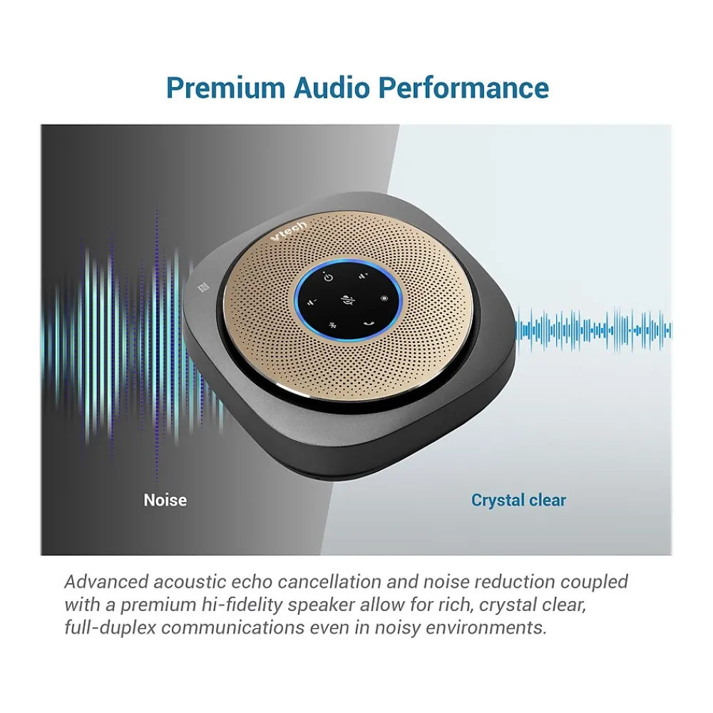 VTech VCS601-2 Cordless Conference Speakerphone, Black/Gold (80-2537-03)