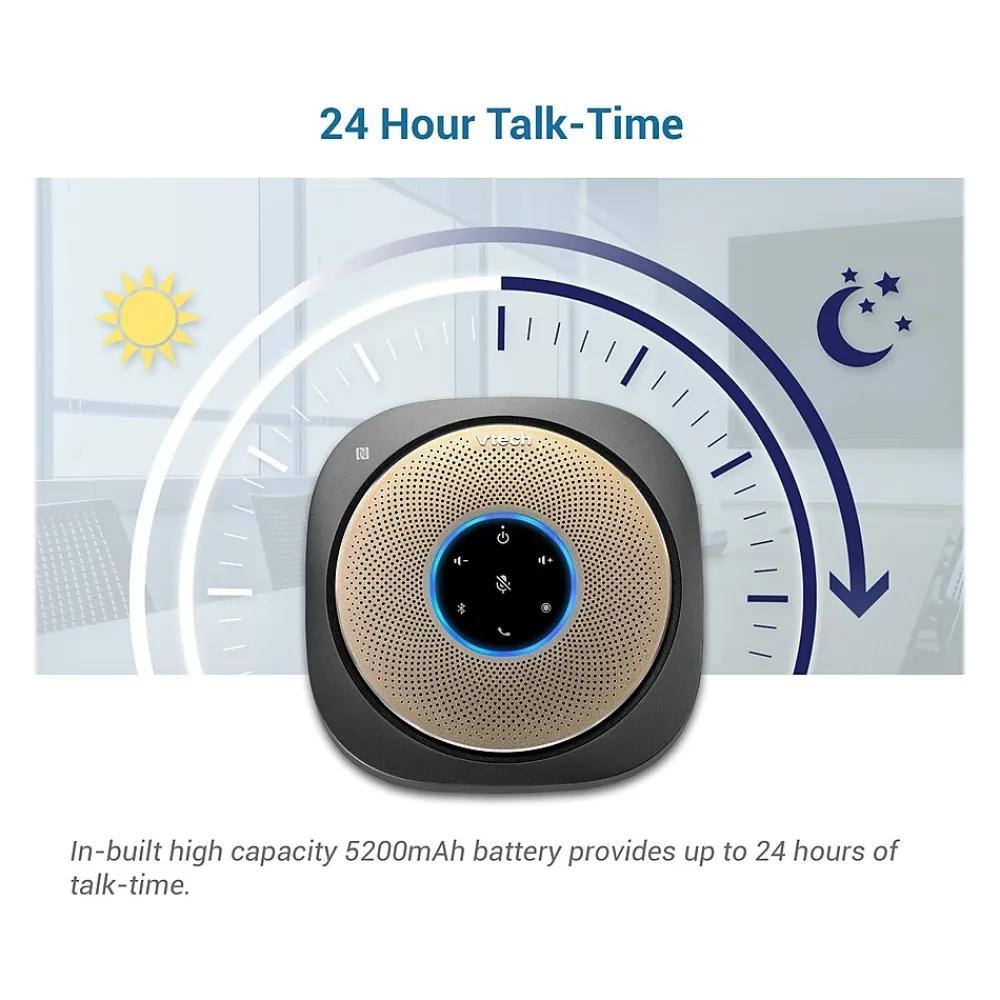 VTech VCS601-2 Cordless Conference Speakerphone, Black/Gold (80-2537-03)