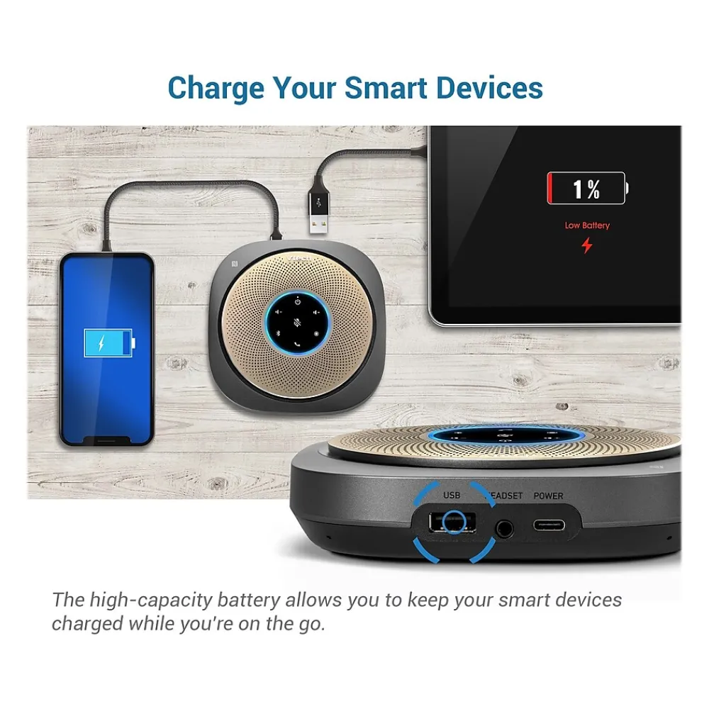 VTech VCS601-2 Cordless Conference Speakerphone, Black/Gold (80-2537-03)