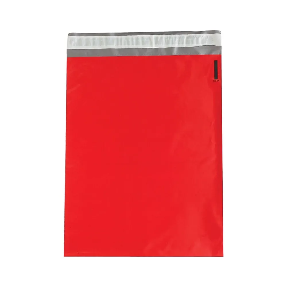 Best SI Products 14.5"W x 19"L Peel & Seal Colored Poly Mailer, Red, 100/Carton (CPM1419R)