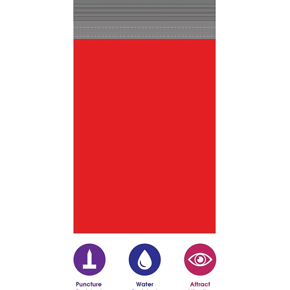 Best SI Products 14.5"W x 19"L Peel & Seal Colored Poly Mailer, Red, 100/Carton (CPM1419R)