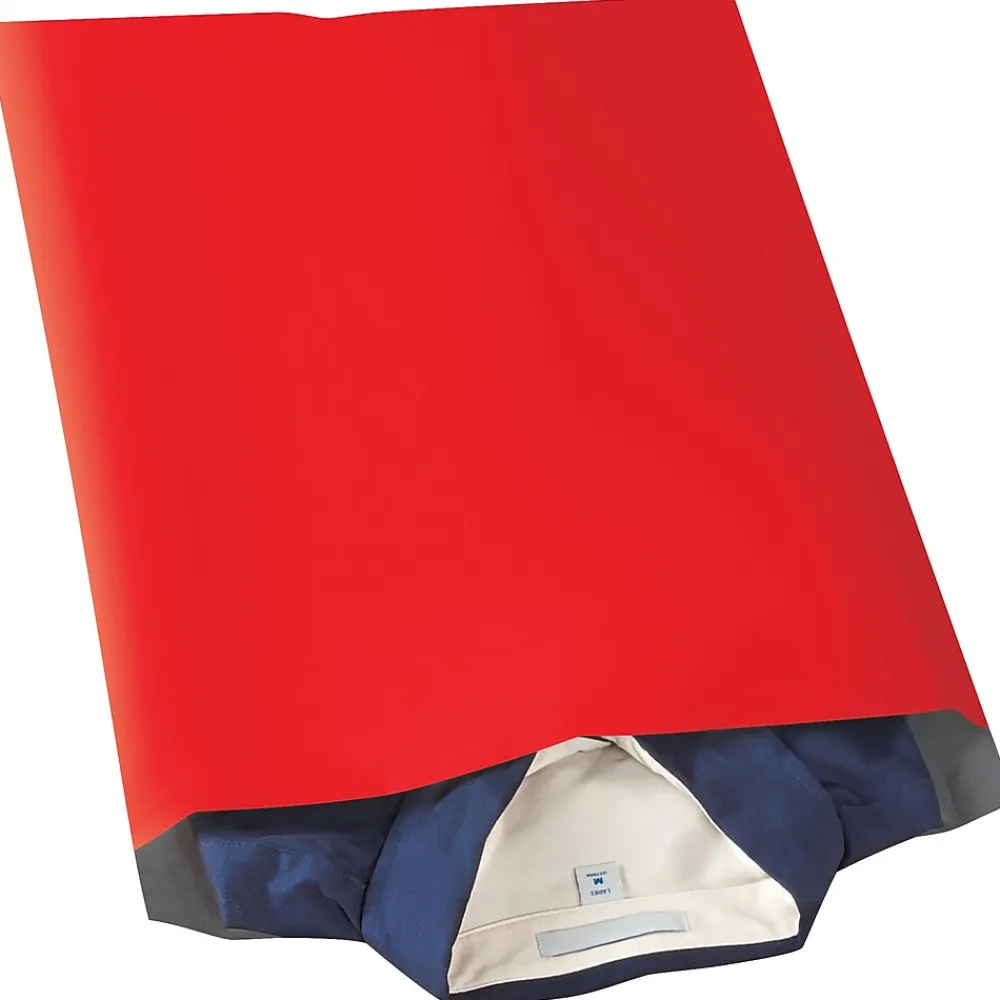 Best SI Products 14.5"W x 19"L Peel & Seal Colored Poly Mailer, Red, 100/Carton (CPM1419R)