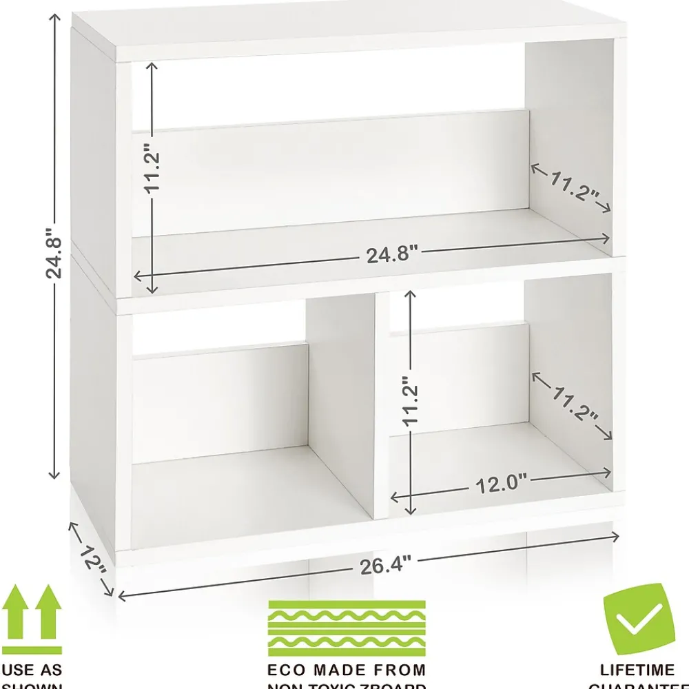 Bookcases*Way Basics 24.8"H Collins Cubby Bookcase, Organizer and Modern Eco Storage Shelf, White (WB-2SHELF-3-WE)