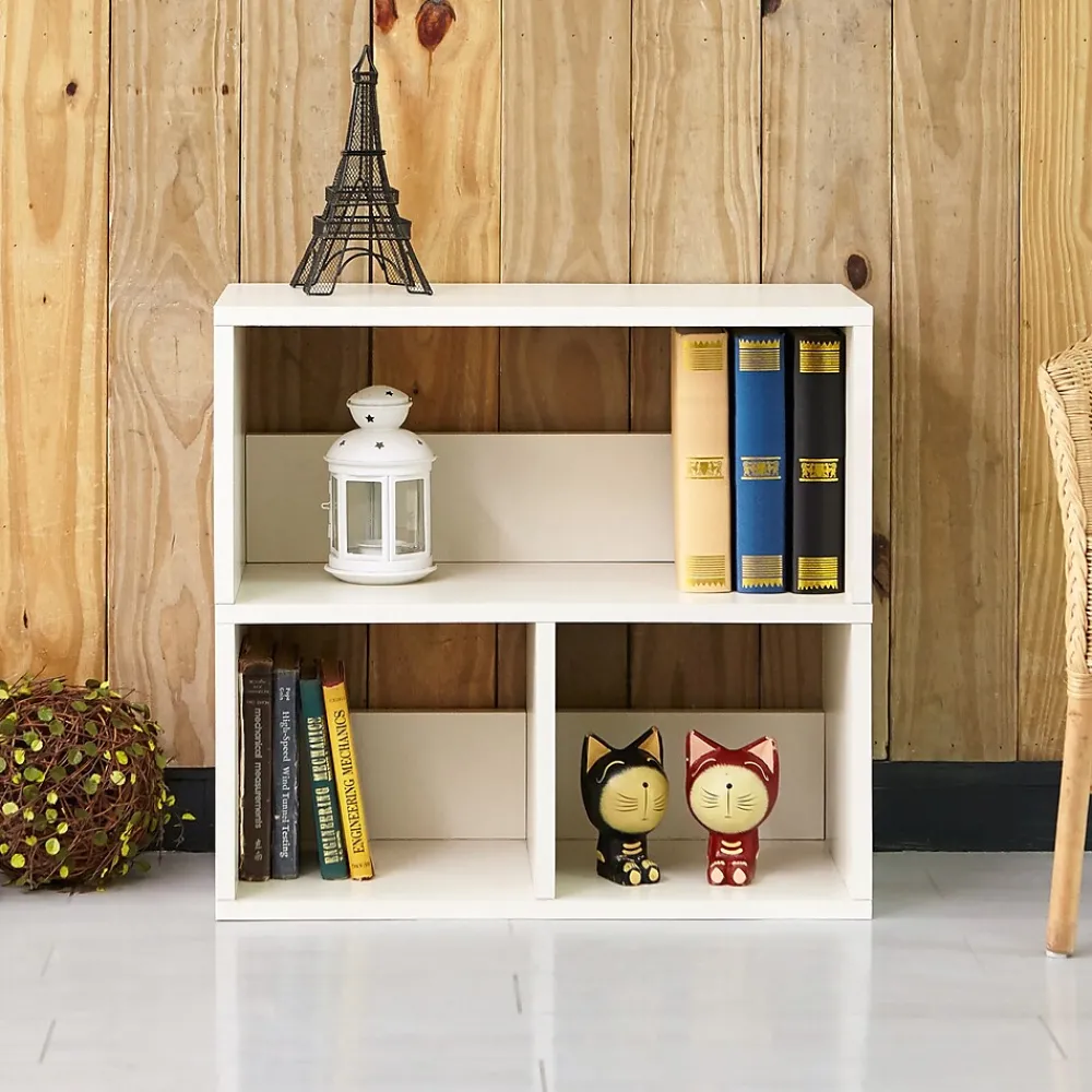 Bookcases*Way Basics 24.8"H Collins Cubby Bookcase, Organizer and Modern Eco Storage Shelf, White (WB-2SHELF-3-WE)