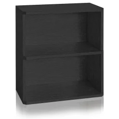 Bookcases*Way Basics 24.7"H Webster 2-Shelf Bookcase Organizer and Modern Eco Storage Shelf Unit, Black Wood Grain (WB-2SHELF-BK)