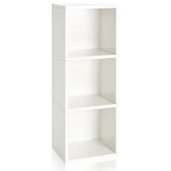 Bookcases*Way Basics 36.8"H Wynwood 3-Cube Narrow Bookcase Organizer and Modern Eco Storage Shelf Unit, White (WB-3CUBE-WE)