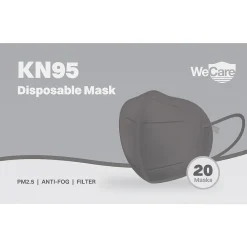Disposable KN95 Face Mask, Adult, Dark Gray, 20/Pack (WCKN100)<WeCare Best