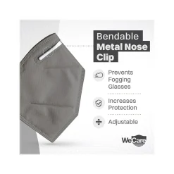 Disposable KN95 Face Mask, Adult, Dark Gray, 20/Pack (WCKN100)<WeCare Best