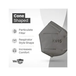 Disposable KN95 Face Mask, Adult, Dark Gray, 20/Pack (WCKN100)<WeCare Best