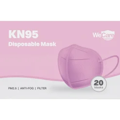 Disposable KN95 Face Mask, Adult, Pink, 20/Pack (WCKN109)<WeCare Best
