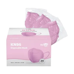 Disposable KN95 Face Mask, Adult, Pink, 20/Pack (WCKN109)<WeCare Best