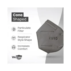 WeCare Disposable KN95 Face Mask, Adult, Dark Gray, 20 Masks/Box, 50 Boxes/Pack (TBN203231)