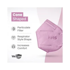 Disposable KN95 Face Mask, Adult, Pink, 20 Masks/Box, 3 Boxes/Pack (TBN203229)<WeCare Sale