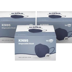 Disposable KN95 Face Mask, Adult, Navy, 20 Masks/Box, 3 Boxes/Pack (TBN203228)<WeCare Online