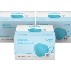 Disposable KN95 Face Mask, Adult, Blue, 20 Masks/Box, 3 Boxes/Pack (TBN203225)<WeCare Best