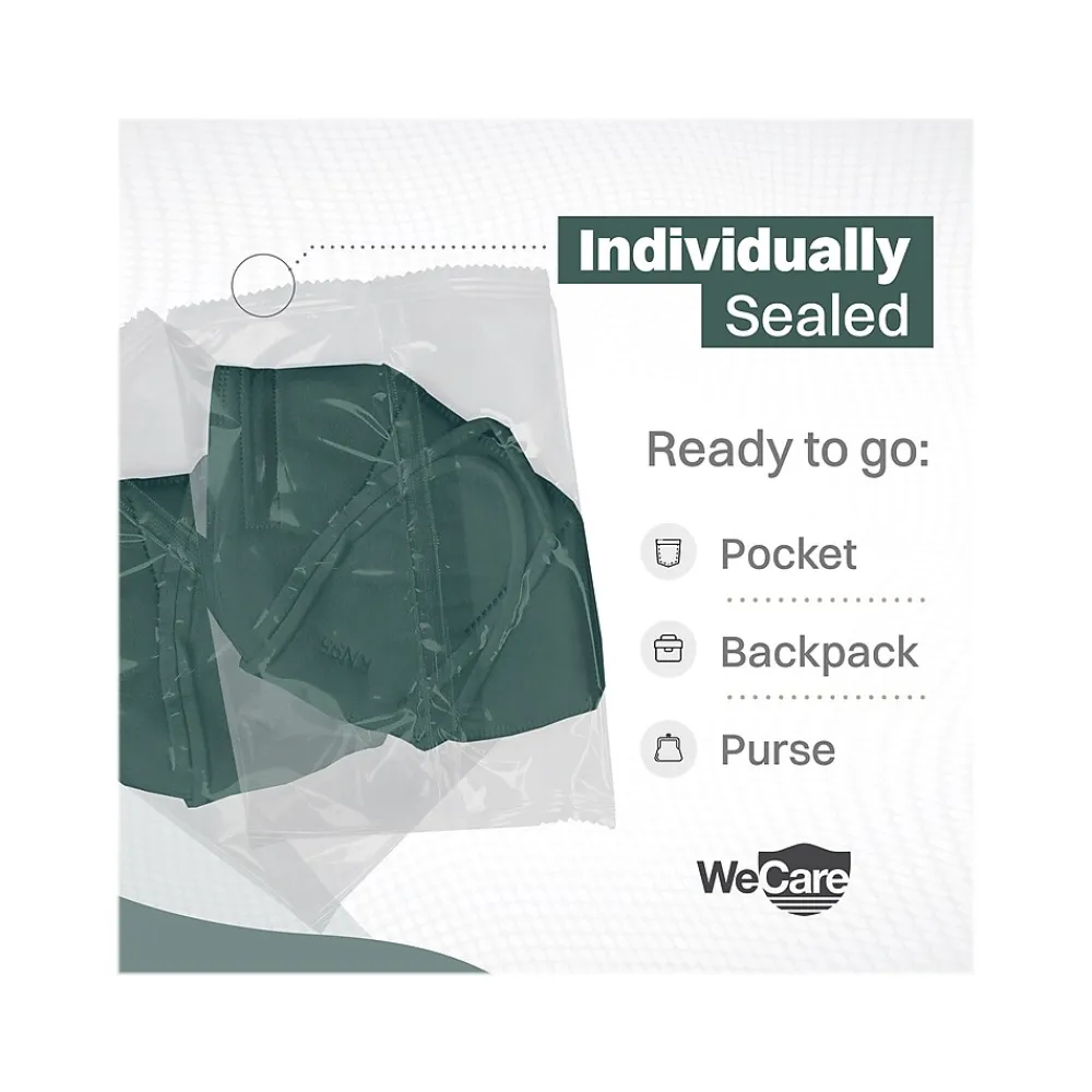 Disposable KN95 Face Mask, Adult, Dark Green, 20 Masks/Box, 50 Boxes/Pack (TBN203232)<WeCare Sale
