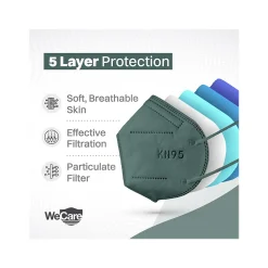 Disposable KN95 Face Mask, Adult, Dark Green, 20 Masks/Box, 50 Boxes/Pack (TBN203232)<WeCare Sale