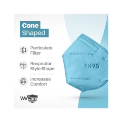 Disposable KN95 Face Mask, Adult, Blue, 20/Pack (WCKN97)<WeCare Sale