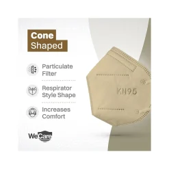 WeCare Disposable KN95 Face Masks, One Size, Assorted Earth Tones, 20/Pack, 3 Packs/Carton (TBN203258)