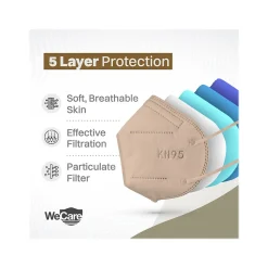 WeCare Earth Tones Disposable KN95 Fabric Face Masks, One Size, Assorted Colors, 20/Pack (WMN100126)