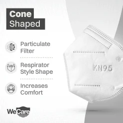 WeCare KN95 Disposable Face Mask, Adult, White, 20/Pack (WMN100002)