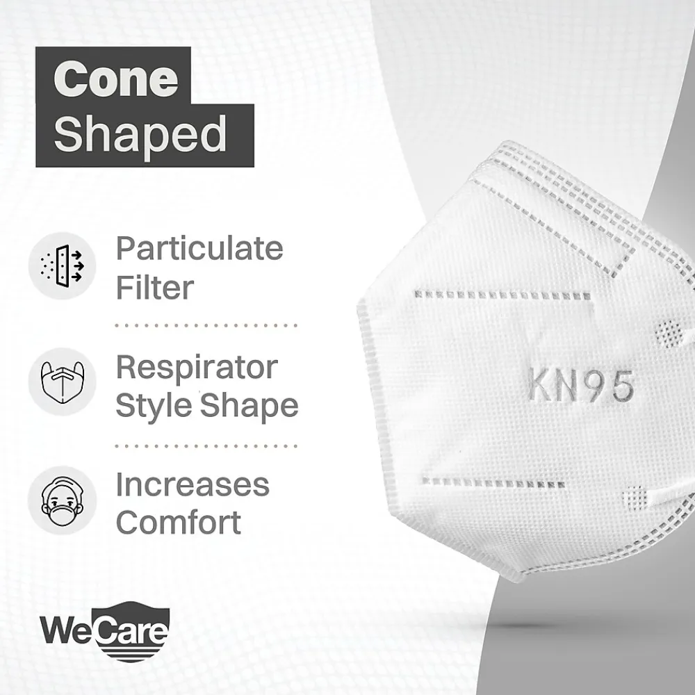 WeCare KN95 Disposable Face Mask, Adult, White, 20/Pack (WMN100002)