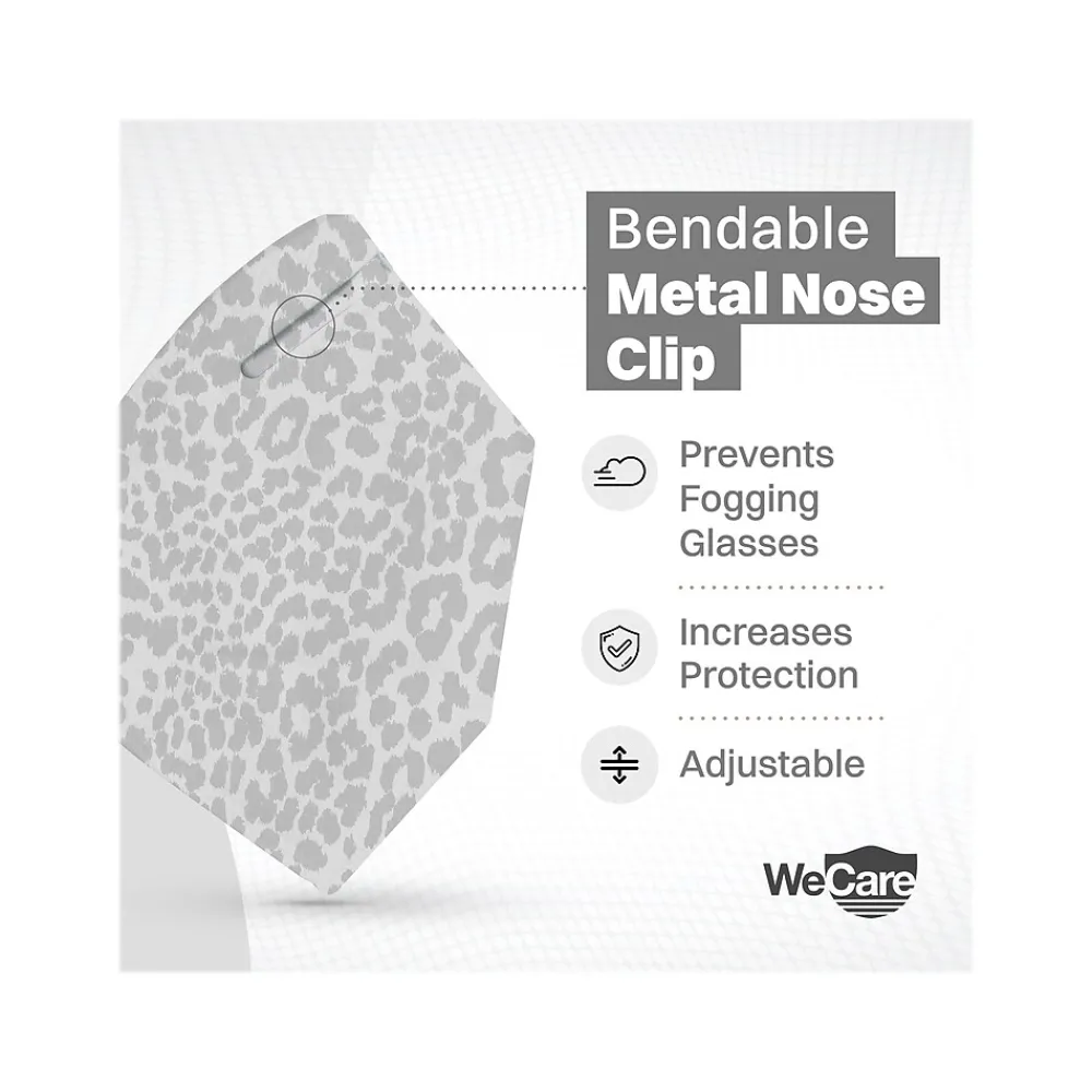 WeCare Leopard Print Disposable KN95 Fabric Face Masks, One Size, Assorted Colors, 20/Pack, 3 Packs/Carton (TBN203256)