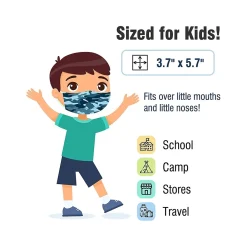 WeCare 3-ply Disposable Face Mask, Individually Wrapped, Kids, Blue Camo, 50/Box (WMN100042)