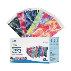 WeCare 3-ply Disposable Face Masks, Individually Wrapped Variety Pack, Kids, Multicolor, 50/Box (WMN100061)