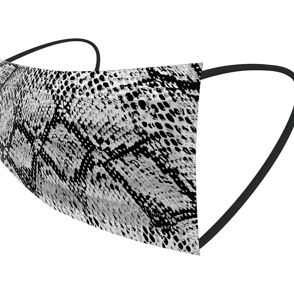 WeCare 3-ply Disposable Face Masks, Individually Wrapped, Adult, Assorted Snakeskin Prints, 50/Box (WMN100077)