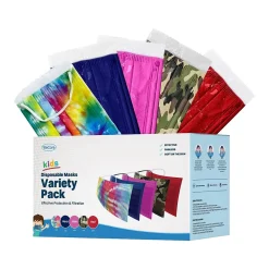 WeCare 3-ply Disposable Face Masks, Variety Pack, Kids, Assorted Colors, 50/Box (WMN100027)