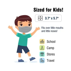 WeCare 3-ply Disposable Face Mask, Individually Wrapped, Kids, Gray, 50/Box (WMN100009)